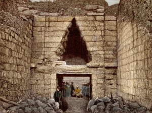 Die Ausgrabungen in Mykene unter der Leitung von Heinrich Schliemann - Das Löwentor, Haupteingang zu Mykene von Unknown artist