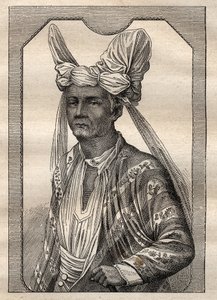 Weltumsegelung (1790-1792) von Kapitän Etienne Marchand (1755-1793): Porträt des Königs der Insel Timor (Indonesischer Archipel) - Illustration aus „Die großen Seefahrer des 18. Jahrhunderts“