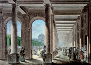 Die Galerien und Gärten des Palais Royal. Lithographie aus dem 18. Jahrhundert von Unknown artist