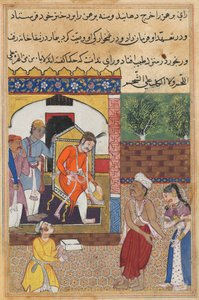 Der Magier, verkleidet als Brahmane, besucht den König von Babylon, aus einem Tuti-nama (Geschichten eines Papageis): Fünfunddreißigste Nacht von Unknown artist