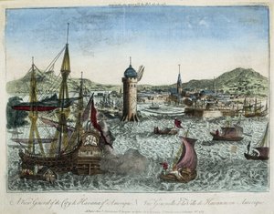 Der Hafen von Havanna und die umliegende Schifffahrt - Gravur von Unknown artist