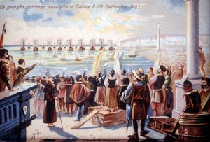 Die zweite Abreise von Christoph Kolumbus aus Cadiz am 25.09.1493.
