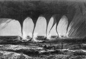 Trumbe beobachtet auf See von Herrn Coffinieres de Nordeck. Gravur im „Le Journal de la jeunesse“.