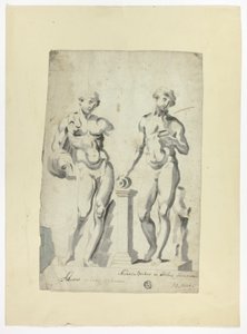 Zwei Skulpturen: Antinous in den Vatikanischen Gärten und Nisaus Bacchus im Farnese-Palast von Unknown artist
