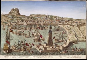 Ansicht von Barcelona und seinem Hafen - optische Ansicht von Unknown artist