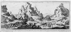 Ansicht von Karawanen in der Sinai-Wüste. Gravur aus dem 18. Jahrhundert. von Unknown artist