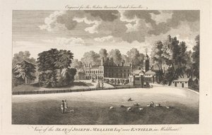 Ansicht des Sitzes von Joseph Mellish, Esquire bei Enfield in Middlesex, Außenbezirk - Nord