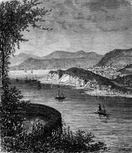 Ansicht des Sankt-Lorenz-Stroms in Nordamerika. Stich aus dem 19. Jahrhundert