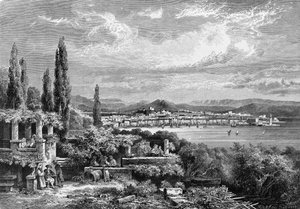 Ansicht der Stadt Triest (in der österreichischen Zeit), Gravur von 1885 von Unknown artist