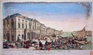 Ansicht des Hafens von Marseille vom Rathaus zur Zeit der Pestepidemie von 1720