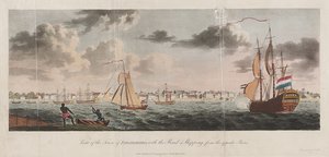 Ansicht der Stadt Paramaribo, mit der Straße und den Schiffen vom gegenüberliegenden Ufer von Unknown artist