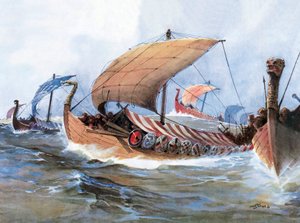 Wikingerboot auf dem Weg nach Normandie von Unknown artist