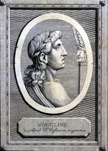 Virgil (70 - 19 v. Chr.), lateinischer Dichter. Gravur aus dem 18. Jahrhundert.
