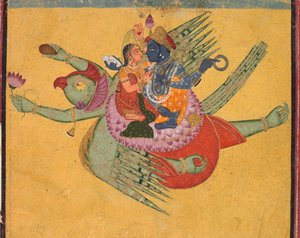 Vishnu und Lakshmi auf Garuda