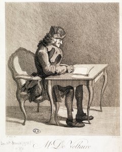 Voltaire an seinem Arbeitstisch - Gravur von Unknown artist