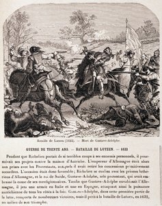 Dreißigjähriger Krieg: Schlacht bei Lützen (1632) und der Tod von Gustav Adolf. - in „Die Geschichte Frankreichs in 100 Gemälden“ von Unknown artist