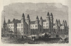 Ward Island Emigrant Hospital - New York State - Emigration Commission Establishment - Gravur in „Das illustrierte Universum“ von 1869