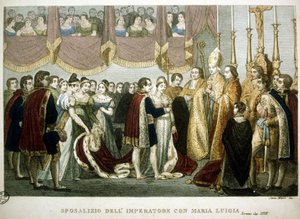 Hochzeitszeremonie zwischen Napoleon I. und Marie-Louise von Habsburg in der Augustinerkirche in Wien, 2. April von Unknown artist