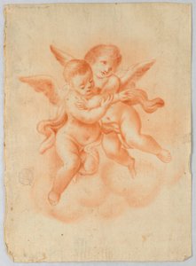 Geflügelte Putten in Wolken von Unknown artist