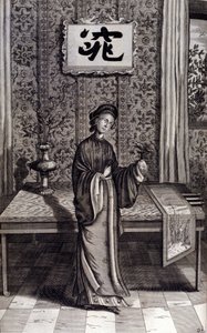 Frau des chinesischen Adels. „De China Monumenta“ von Athanasius Kircher (1601 - 1680), Jesuit, Orientalist und deutscher Gelehrter, Amsterdam 1667