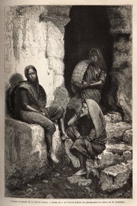 Frauen des Volkes der Concau-Küste (oder Konkan, Nordküste Indiens). Gravur zur Illustration der Reise in die südlichen Provinzen Indiens, von Alfred Grandidier, 1862-1864, veröffentlicht in „Le tour du monde“, 1869, herausgegeben von Edouard Charton