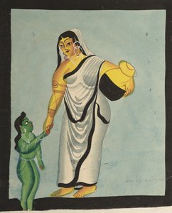 Yasoda geht mit dem Säugling Krishna spazieren