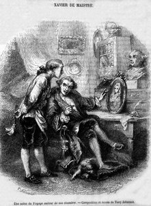 Illustration von „Reise um mein Zimmer“ (1794) von Xavier de Maistre