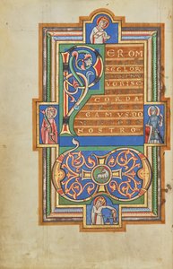 Dekorierte Textseite mit einem VD-Monogramm