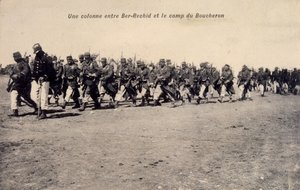 Bir Rashid in Barh el Gazel, Tschad, Französische Kolonialsoldaten auf Patrouille. Postkarte 1910