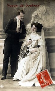 Brautpaar. Grußkarte zur Hochzeit. 1920er Jahre