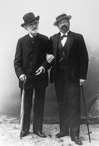Giuseppe Verdi, italienischer Komponist (1813-1901), und Tenor Francesco Tamagno (1850-1905) in Montecatini Ende des 19. Jahrhunderts von Unknown photographer
