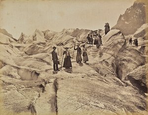 Wanderer auf dem "Mer de Glace" Eis auf dem Mont Blanc, Chamonix, Frankreich von Unknown photographer