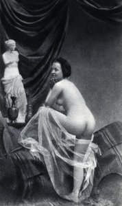 Nackte Frau posierend von hinten um 1855 Anonyme Fotografie