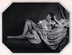 Nackte Frau liegend um 1859. Anonyme Fotografie