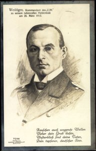 Passepartout Künstler Otto Weddigen, U 29 von Unknown photographer