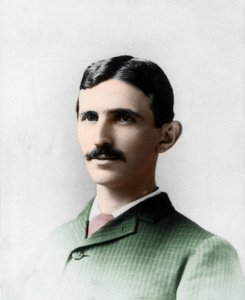 Porträt von Nikola (Nikolaj) Tesla (1857-1943). Elektroingenieur und kroatischer Physiker, eingebürgert Amerikaner