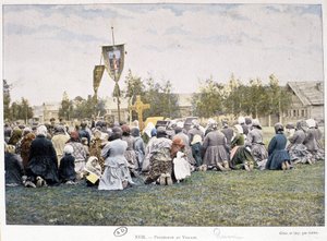 Prozession im Dorf (Russland) - Fotografie, Ende des 19. Jahrhunderts von Unknown photographer