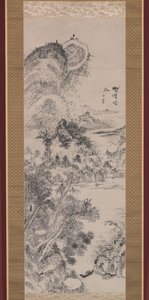 Leere Fähre an einer Wildniskreuzung, ca. 1800 von Uragami Gyokudo