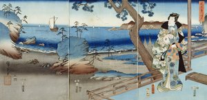 Prinz Genji beobachtet am Suma-Strand (Triptychon)