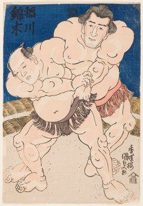 Sumo-Kampf zwischen Inogawa und Nishikigi, Druck von Utagawa Kunisada von Utagawa Kunisada
