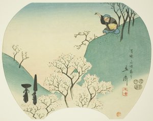 Alte Geschichte vom alten Mann, der die Bäume zum Blühen brachte von Utagawa Hiroshige
