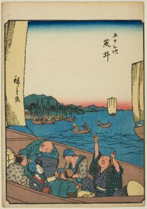 Arai, aus der Serie "Dreiundfünfzig Stationen des Tokaido (Gojusan tsugi)" von Utagawa Hiroshige