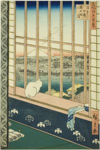 Asakusa-Reisfelder und Torinomachi-Festival, aus der Serie "Hundert berühmte Ansichten von Edo" von Utagawa Hiroshige