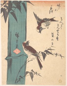 Bambus und Spatzen von Utagawa Hiroshige