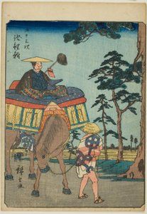 Chiryu, aus der Serie "Dreiundfünfzig Stationen [des Tokaido] (Gojusan tsugi)", auch bekannt als der Figuren-Tokaido (Jinbutsu Tokaido) von Utagawa Hiroshige