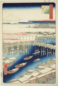 Klares Wetter nach Schnee an der Nihon-Brücke (Nihonbashi yukibare), aus der Serie "Hundert berühmte Ansichten von Edo (Meisho Edo hyakkei)"