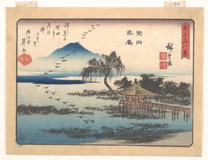 Absteigende Gänse bei Katada, aus der Serie Acht Ansichten von Ōmi von Utagawa Hiroshige