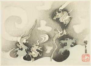 Drachen unter Wolken von Utagawa Hiroshige