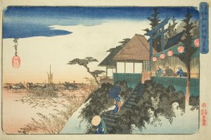 Östlicher Aufstieg zum Kanda Myojin Schrein (Kanda Myojin higashizaka), aus der Serie "Berühmte Orte in der östlichen Hauptstadt (Toto meisho)" von Utagawa Hiroshige