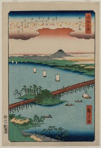 Abendglühen in Seta, aus der Serie Acht Ansichten von Omi, 1857 von Utagawa Hiroshige